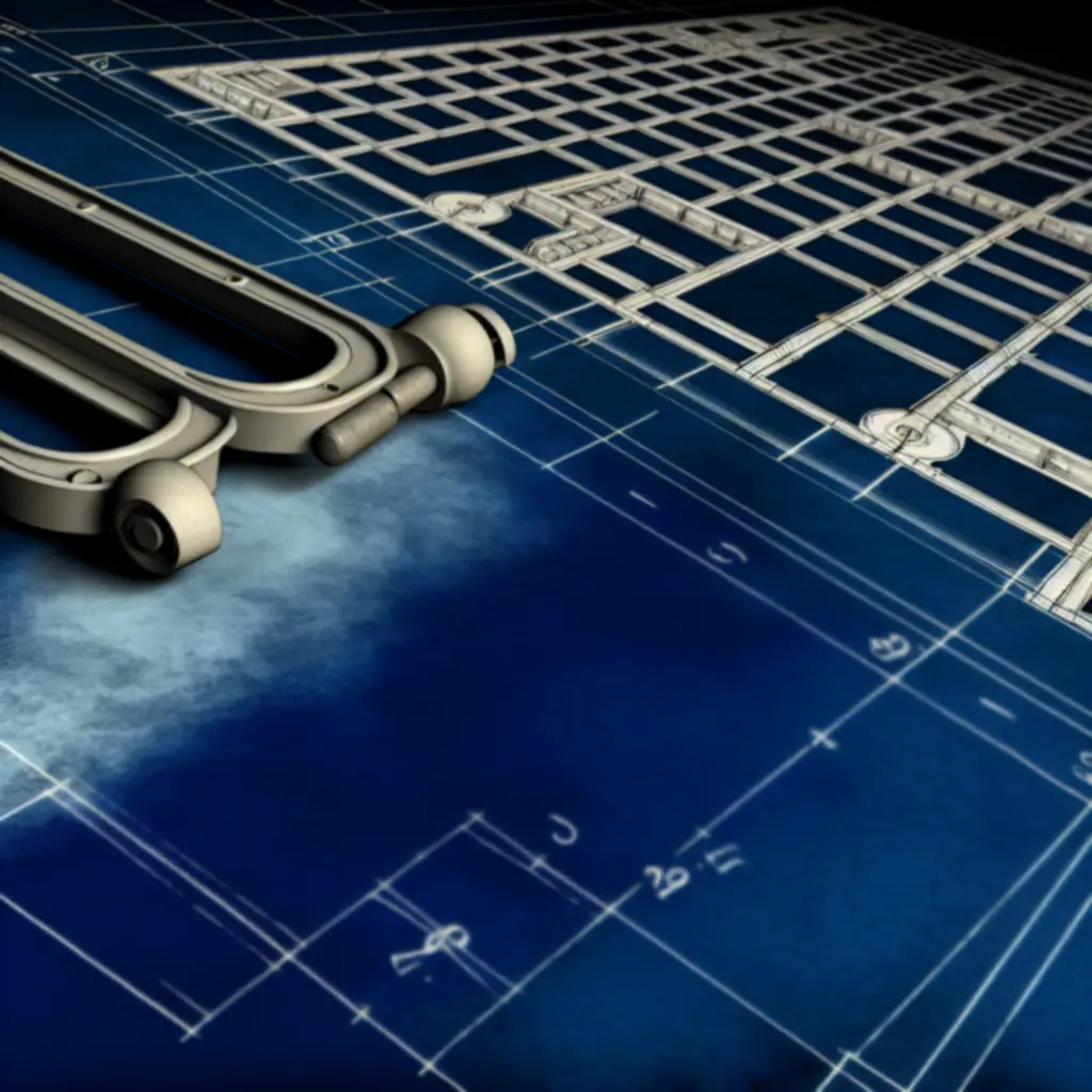 Detal siatki kreślarskiej z oznaczeniami modułów planu