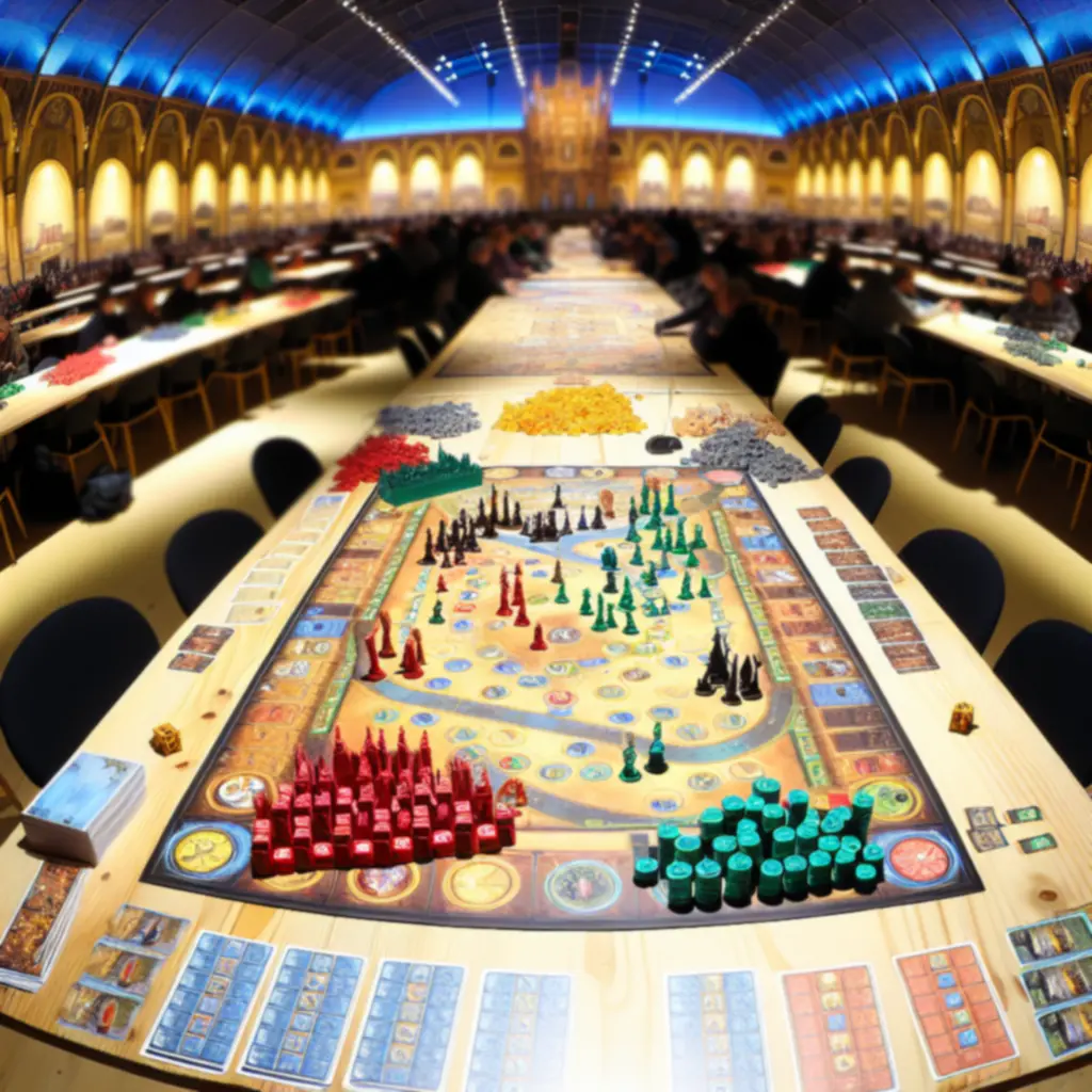 Stół turniejowy z rozłożoną planszą i widownią