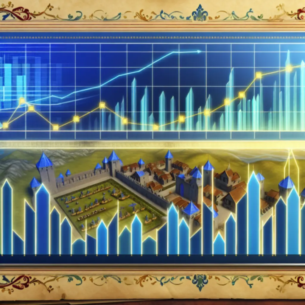 Wykresy trendów rynku gier planszowych i rosnącego zainteresowania strategiami średniowiecznymi